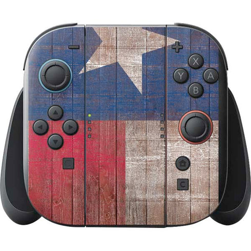 Texas Flag Dark Wood Nintendo Switch 2 (2025) with Joy-Con Skin